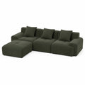 Ecksofa Set mit Récamiere aus Polyesterstoff Olivgrün