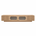 TV-Schrank Holz Glas Natur 180x40x50cm