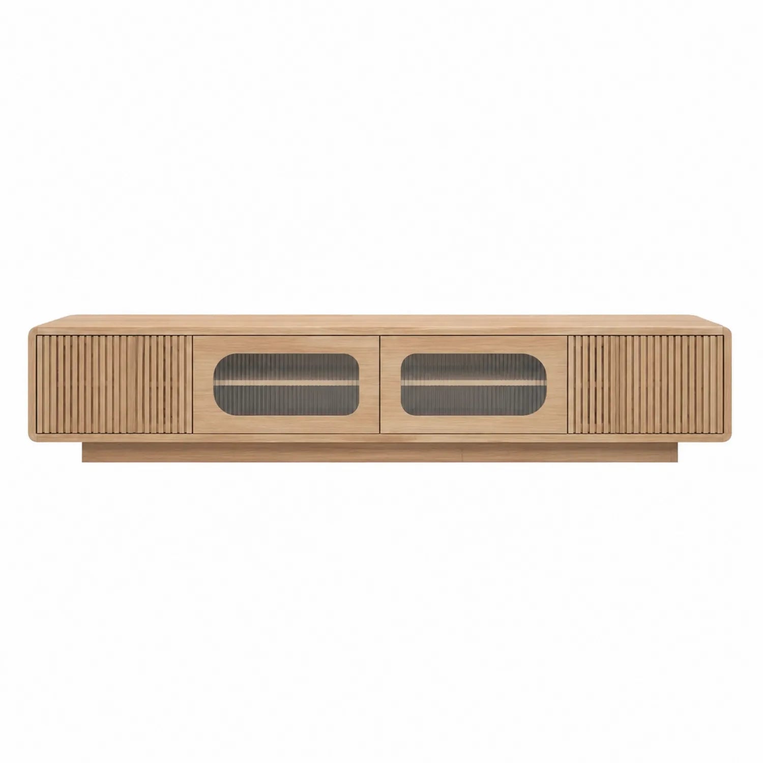 TV-Schrank Holz Glas Natur 180x40x50cm