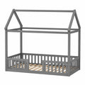 Kinderbett Hausform Holz Grau 208x98 cm