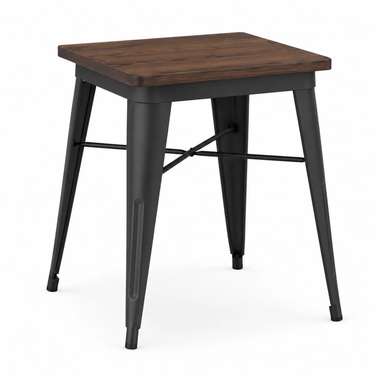Quadratischer Tisch mit Holzplatte und Metallgestell Braun/Schwarz 45x45x45 cm