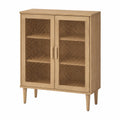 Holzschrank mit Rattan-Geflecht Türen 120x80x35cm