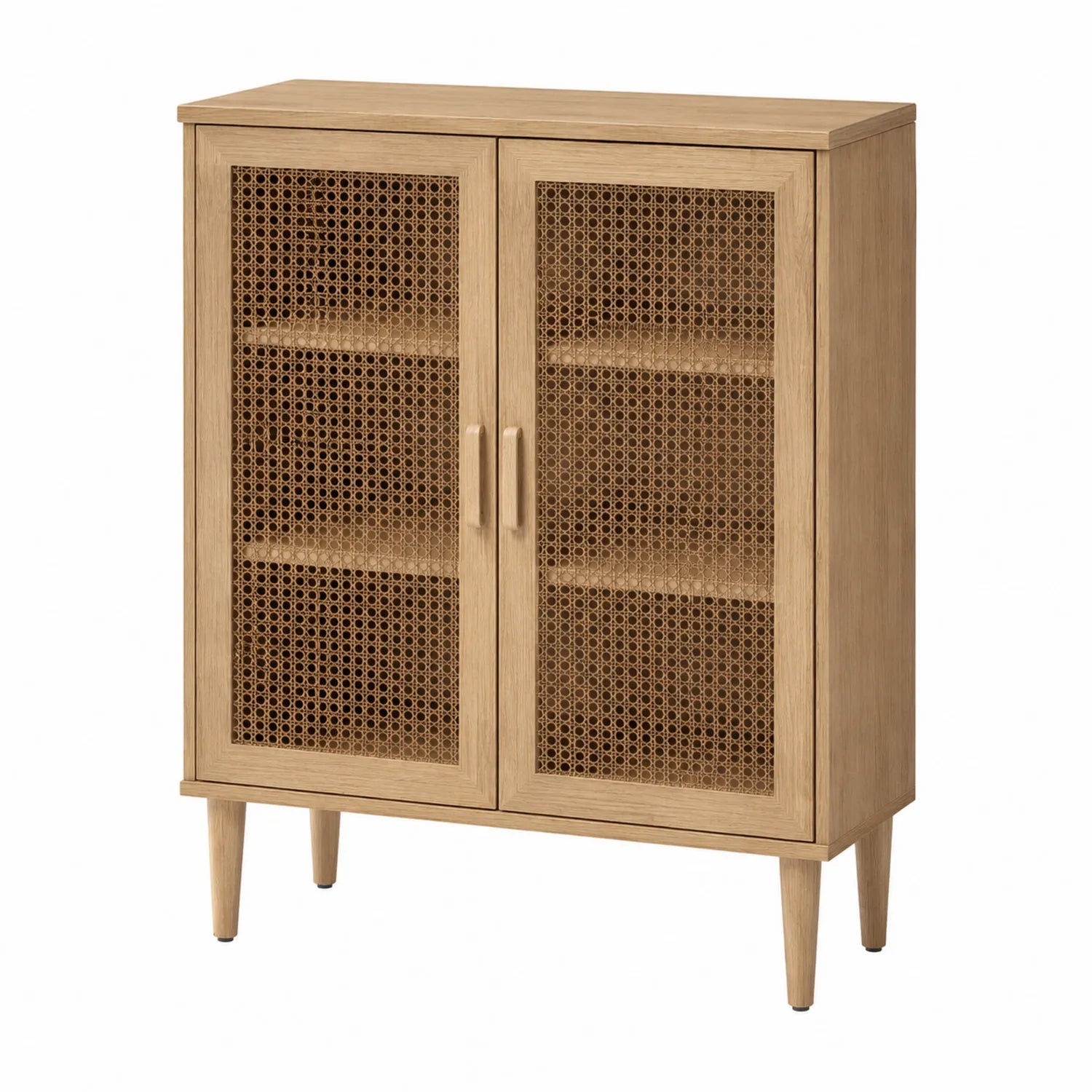 Holzschrank mit Rattan-Geflecht Türen 120x80x35cm