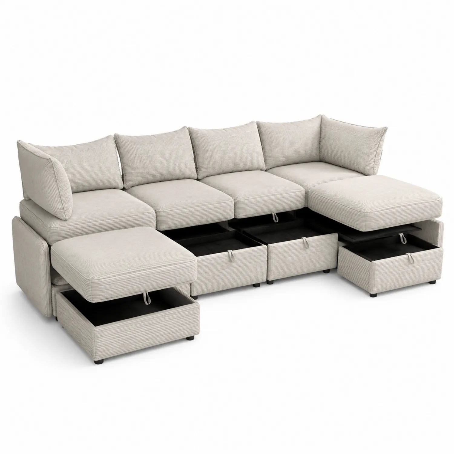 Ecksofa mit Stauraum Cord Beige