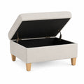 Polsterbank mit Stauraum aus Leinen Beige