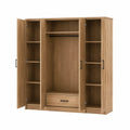 Kleiderschrank aus MDF mit Eichenholzoptik, 3 Türen und Schublade