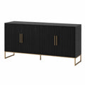 Sideboard Eichenholz Schwarz 160x40x80 cm mit Eisenbeinen