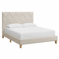 Polsterbett aus Polyester-Samt 180x200 cm mit Holzbeinen