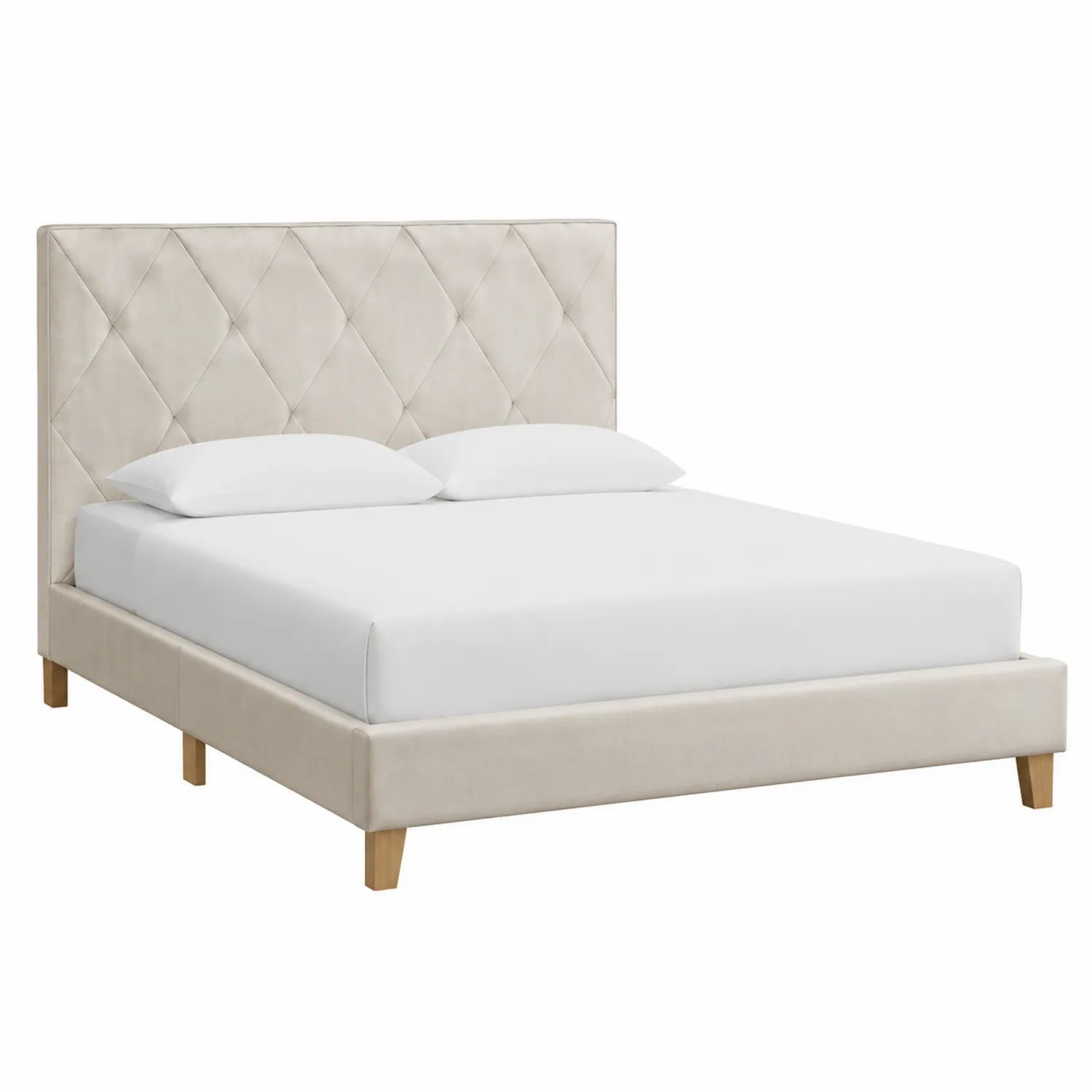 Polsterbett aus Polyester-Samt 180x200 cm mit Holzbeinen