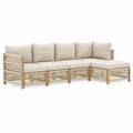Ecksofa Set aus Teakholz und Polyester Beige, 5-Sitzer