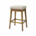 Holz Barhocker mit Leinenbezug 75cm Beige
