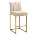 Barhocker aus Polyester mit Metallrahmen Beige
