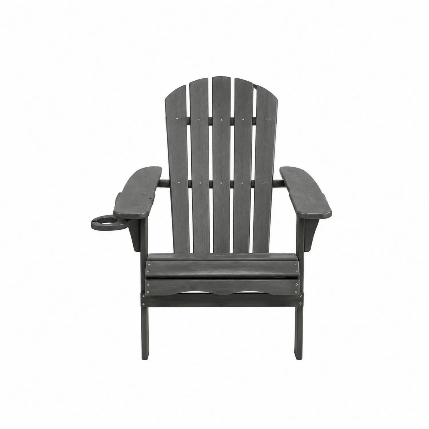 Adirondack Gartenstuhl aus Holz Grau mit Getränkehalter